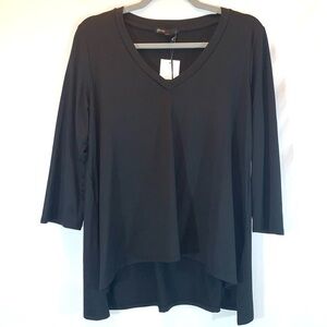 Gibson sz M black high-low 3/4 sleeve stretch top